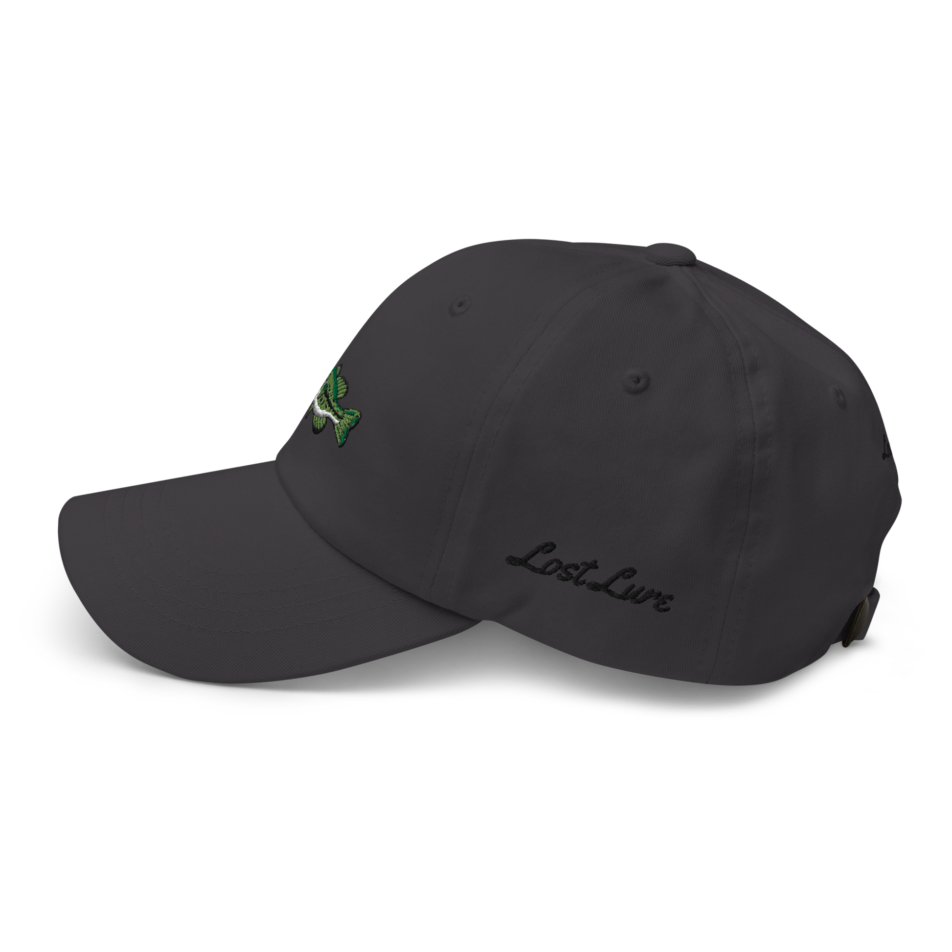 Gray Bass Fishing Hat with embroidered largemouth bass on the front.