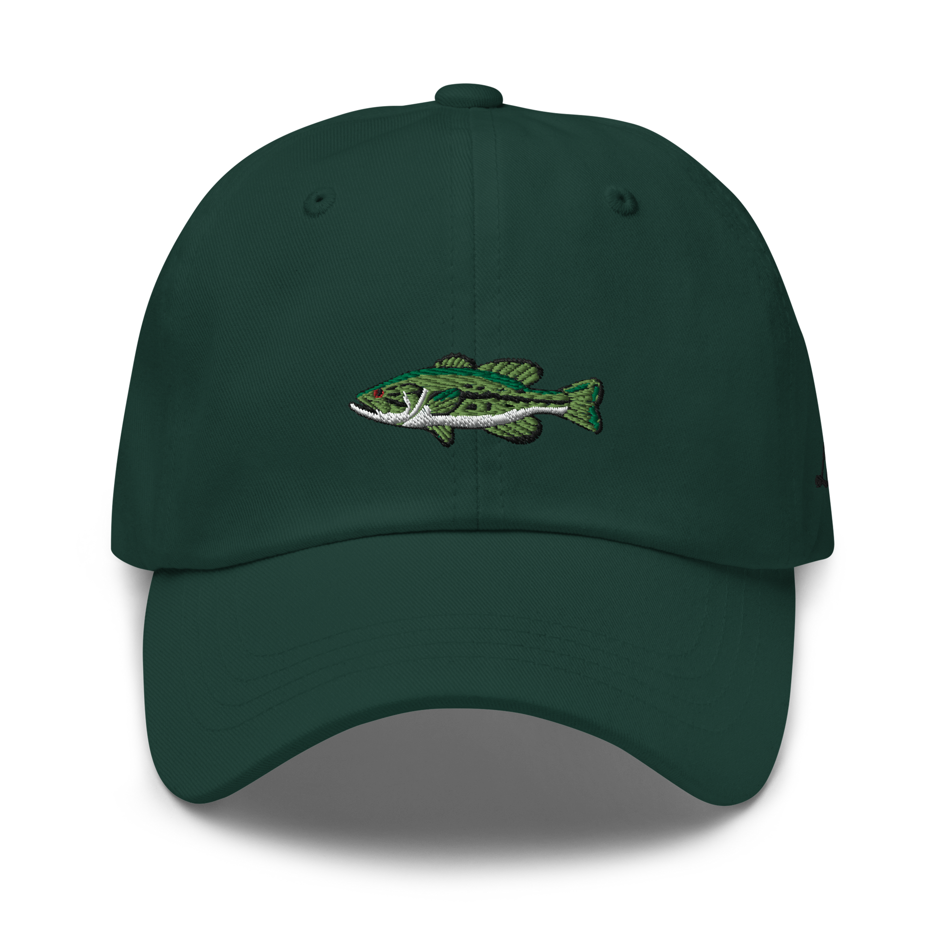 Green Bass Fishing Hat with embroidered largemouth bass on the front.