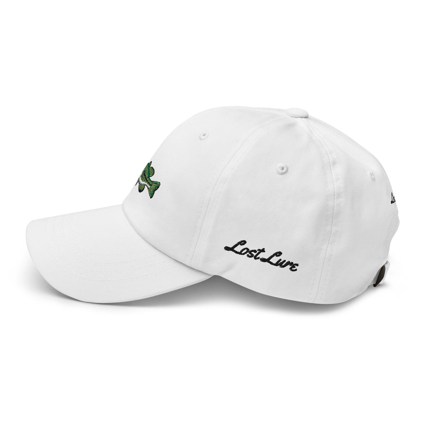 White Bass Fishing Hat/ dad hat with embroidered largemouth bass on the front