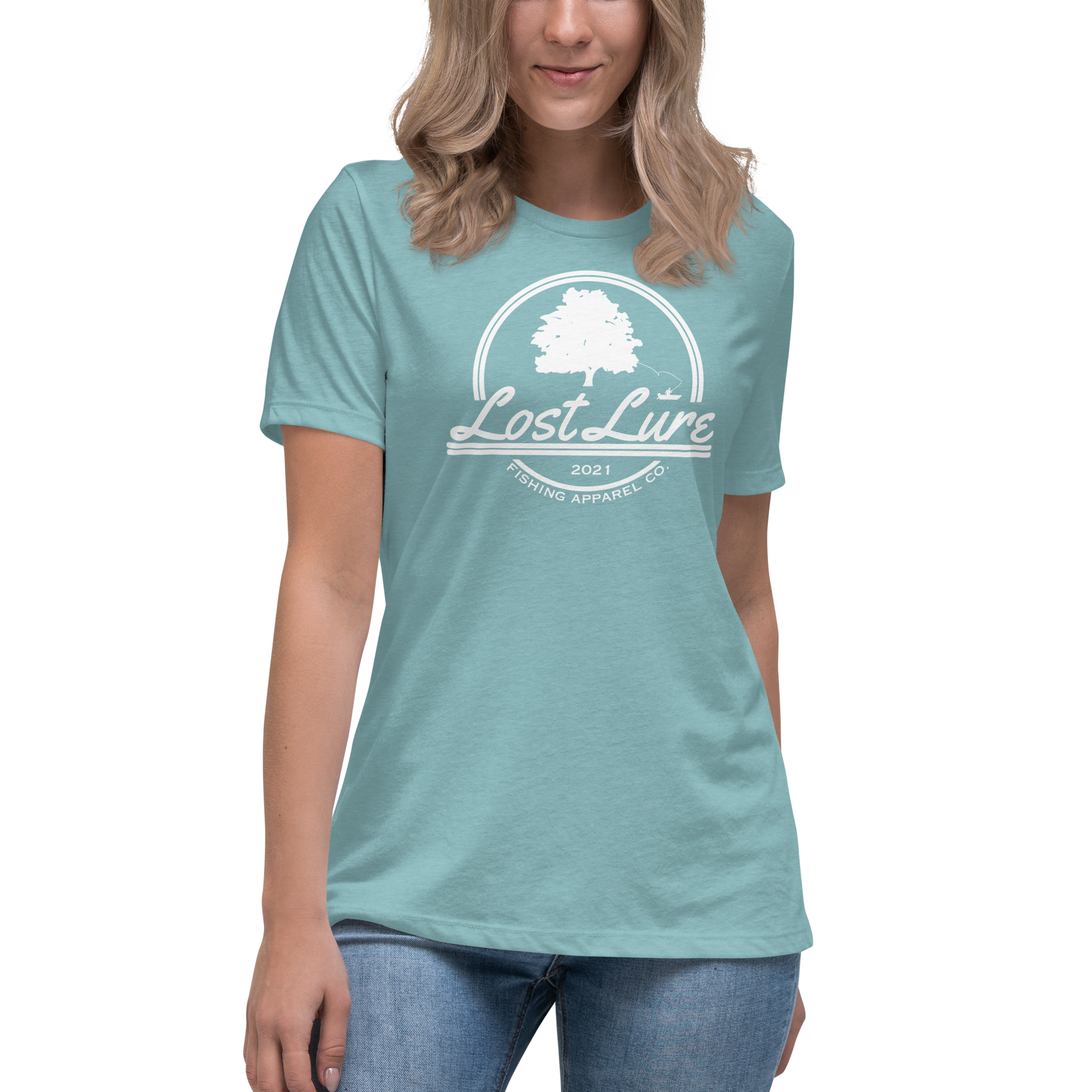 Light Blue Woman’s Lost Lure Fishing Shirt.