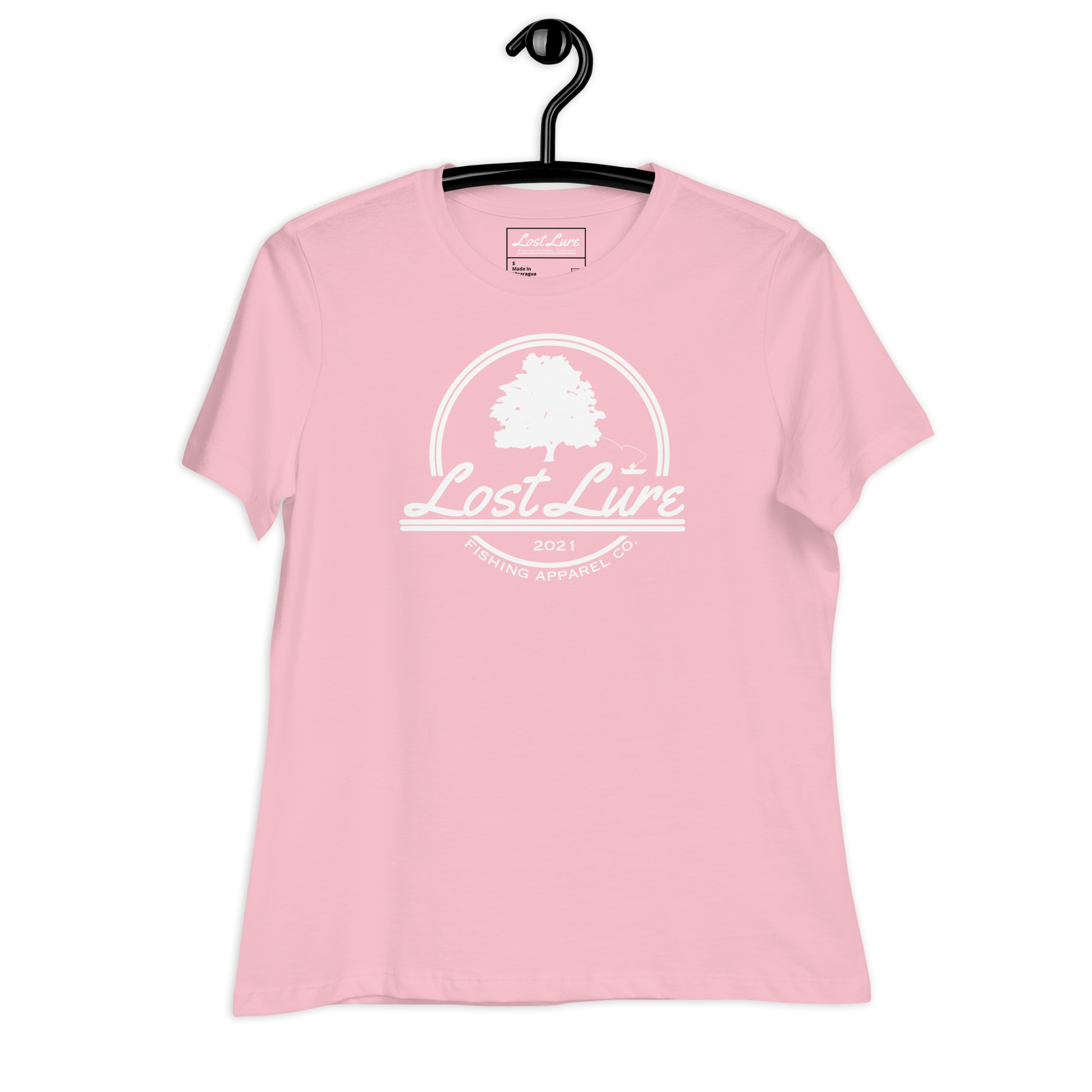 Pink woman’s Lost Lure Fishing Shirt.