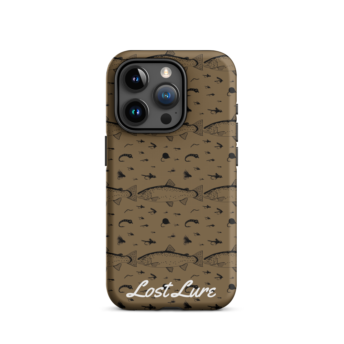 Trout and Fly Pattern iPhone® Case (Brown)