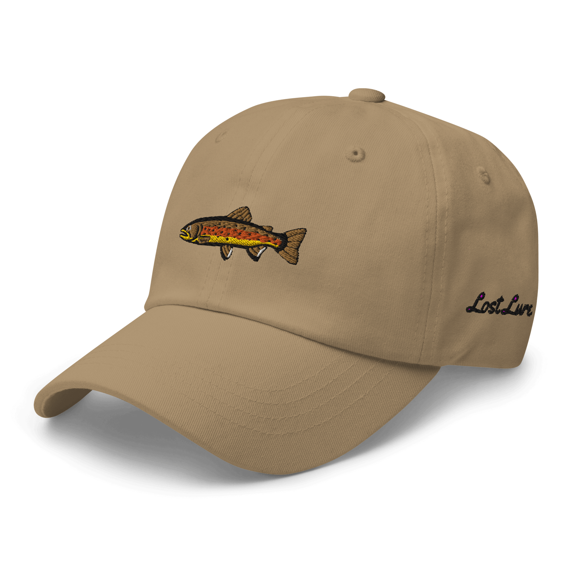 Trout Fly Fishing Hat Cap Brown Khaki Tan Fish Hunting Outdoors